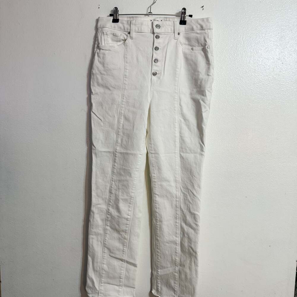 Paige Stella Button Fly High Rise Flare in Ecru size 31